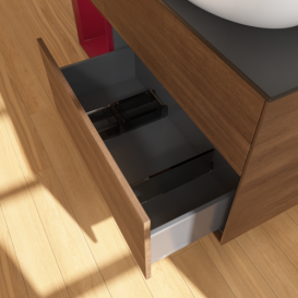 Тумба под раковину Villeroy & Boch Finion 120х50,1 см с подсветкой МДФ шпон грецкого ореха/стекло черное матовое FA42HBGN