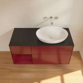 Тумба под раковину Villeroy & Boch Finion 120х50,1 см с подсветкой МДФ пион матовый лак/стекло черное матовое FA42HBHB