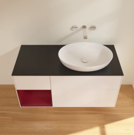 Тумба под раковину Villeroy & Boch Finion 120х50,1 см с подсветкой МДФ белый матовый лак/стекло черное матовое FA42HBMT