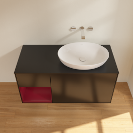 Тумба под раковину Villeroy & Boch Finion 120х50,1 см с подсветкой МДФ черный матовый лак/стекло черное матовое FA42HBPD