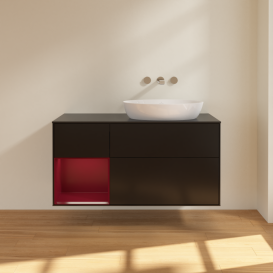 Тумба под раковину Villeroy & Boch Finion 120х50,1 см с подсветкой МДФ черный матовый лак/стекло черное матовое FA42HBPD