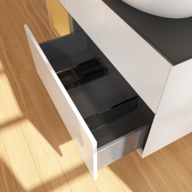 Тумба под раковину Villeroy & Boch Finion 120х50,1 см с подсветкой МДФ глянцевый белый лак/стекло черное матовое FA42HFGF