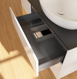 Тумба под раковину Villeroy & Boch Finion 120х50,1 см с подсветкой МДФ глянцевый белый лак/стекло черное матовое FA42HFGF