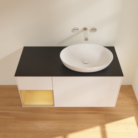 Тумба под раковину Villeroy & Boch Finion 120х50,1 см с подсветкой МДФ белый матовый лак/стекло черное матовое FA42HFMT