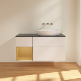 Тумба под раковину Villeroy & Boch Finion 120х50,1 см с подсветкой МДФ белый матовый лак/стекло черное матовое FA42HFMT