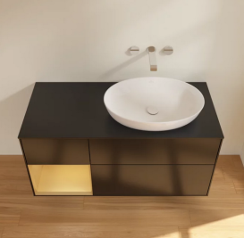 Тумба под раковину Villeroy & Boch Finion 120х50,1 см с подсветкой МДФ черный матовый лак/стекло черное матовое FA42HFPD