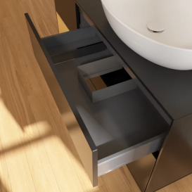 Тумба под раковину Villeroy & Boch Finion 120х50,1 см с подсветкой МДФ черный матовый лак/стекло черное матовое FA42HFPD