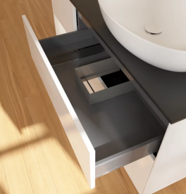 Тумба под раковину Villeroy & Boch Finion 120х50,1 см с подсветкой МДФ глянцевый белый лак/стекло черное матовое FA42MTGF