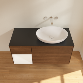 Тумба под раковину Villeroy & Boch Finion 120х50,1 см с подсветкой МДФ шпон грецкого ореха/стекло черное матовое FA42MTGN