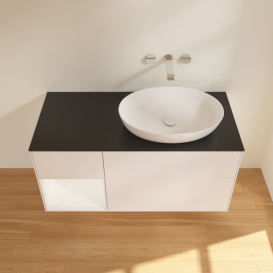 Тумба под раковину Villeroy & Boch Finion 120х50,1 см с подсветкой МДФ белый матовый лак/стекло черное матовое FA42MTMT