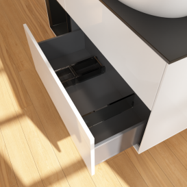 Тумба под раковину Villeroy & Boch Finion 120х50,1 см с подсветкой МДФ глянцевый белый лак/стекло черное матовое FA42PDGF