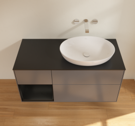 Тумба под раковину Villeroy & Boch Finion 120х50,1 см с подсветкой МДФ антрацит матовый лак/стекло черное матовое FA42PDGK