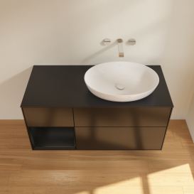 Тумба под раковину Villeroy & Boch Finion 120х50,1 см с подсветкой МДФ черный матовый лак/стекло черное матовое FA42PDPD