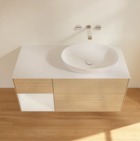 Тумба под раковину Villeroy & Boch Finion 120х50,1 см с подсветкой МДФ шпон дуба/стекло белое матовое FA41GFPC