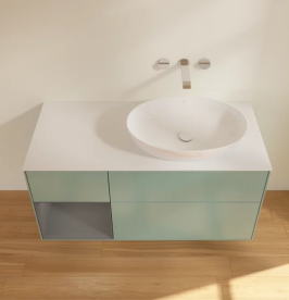 Тумба под раковину Villeroy & Boch Finion 120х50,1 см с подсветкой МДФ оливковый матовый лак/стекло белое матовое FA41GKGM