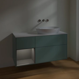 Тумба под раковину Villeroy & Boch Finion 120х50,1 см с подсветкой МДФ оливковый матовый лак/стекло белое матовое FA41GKGM