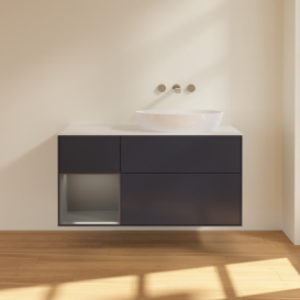 Тумба под раковину Villeroy & Boch Finion 120х50,1 см с подсветкой МДФ темно-синий матовый лак/стекло белое матовое FA41GKHG