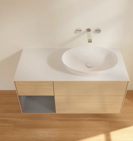 Тумба под раковину Villeroy & Boch Finion 120х50,1 см с подсветкой МДФ шпон дуба/стекло белое матовое FA41GKPC