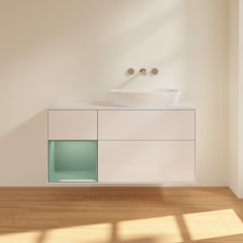 Тумба под раковину Villeroy & Boch Finion 120х50,1 см с подсветкой МДФ глянцевый белый лак/стекло белое матовое FA41GMGF