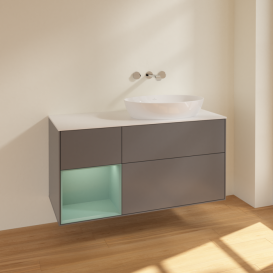 Тумба под раковину Villeroy & Boch Finion 120х50,1 см с подсветкой МДФ антрацит матовый лак/стекло белое матовое FA41GMGK