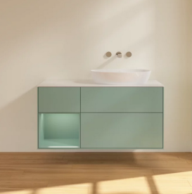 Тумба под раковину Villeroy & Boch Finion 120х50,1 см с подсветкой МДФ оливковый матовый лак/стекло белое матовое FA41GMGM