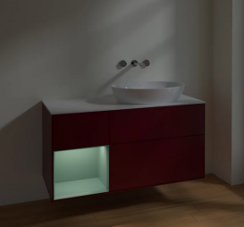 Тумба под раковину Villeroy & Boch Finion 120х50,1 см с подсветкой МДФ пион матовый лак/стекло белое матовое FA41GMHB