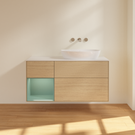 Тумба под раковину Villeroy & Boch Finion 120х50,1 см с подсветкой МДФ шпон дуба/стекло белое матовое FA41GMPC