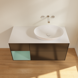 Тумба под раковину Villeroy & Boch Finion 120х50,1 см с подсветкой МДФ черный матовый лак/стекло белое матовое FA41GMPD