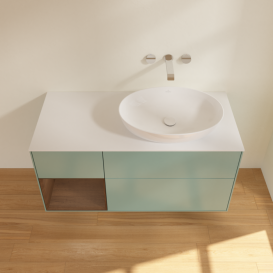 Тумба під раковину Villeroy & Boch Finion 120х50,1 см із підсвічуванням МДФ оливковий матовий лак/скло біле матове FA41GNGM