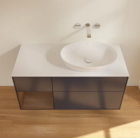 Тумба под раковину Villeroy & Boch Finion 120х50,1 см с подсветкой МДФ темно-синий матовый лак/стекло белое матовое FA41GNHG