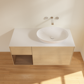 Тумба под раковину Villeroy & Boch Finion 120х50,1 см с подсветкой МДФ шпон дуба/стекло белое матовое FA41GNPC