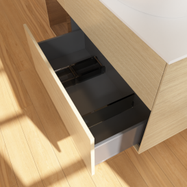 Тумба под раковину Villeroy & Boch Finion 120х50,1 см с подсветкой МДФ шпон дуба/стекло белое матовое FA41GNPC