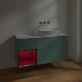 Тумба под раковину Villeroy & Boch Finion 120х50,1 см с подсветкой МДФ оливковый матовый лак/стекло белое матовое FA41HBGM