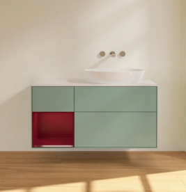 Тумба под раковину Villeroy & Boch Finion 120х50,1 см с подсветкой МДФ оливковый матовый лак/стекло белое матовое FA41HBGM