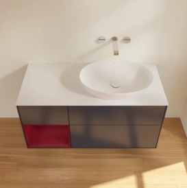 Тумба под раковину Villeroy & Boch Finion 120х50,1 см с подсветкой МДФ темно-синий матовый лак/стекло белое матовое FA41HBHG