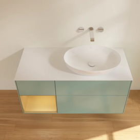 Тумба под раковину Villeroy & Boch Finion 120х50,1 см с подсветкой МДФ оливковый матовый лак/стекло белое матовое FA41HFGM