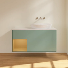 Тумба под раковину Villeroy & Boch Finion 120х50,1 см с подсветкой МДФ оливковый матовый лак/стекло белое матовое FA41HFGM