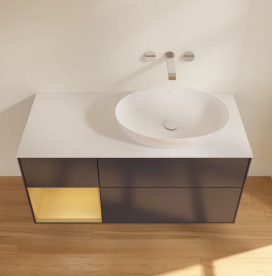 Тумба под раковину Villeroy & Boch Finion 120х50,1 см с подсветкой МДФ темно-синий матовый лак/стекло белое матовое FA41HFHG