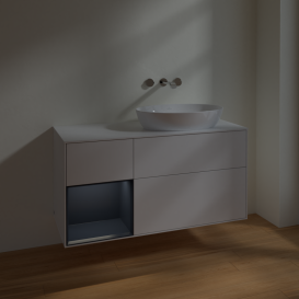 Тумба под раковину Villeroy & Boch Finion 120х50,1 см с подсветкой МДФ глянцевый белый лак/стекло белое матовое FA41HGGF