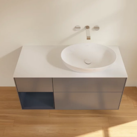 Тумба под раковину Villeroy & Boch Finion 120х50,1 см с подсветкой МДФ антрацит матовый лак/стекло белое матовое FA41HGGK