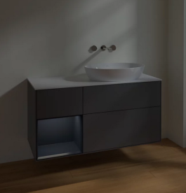 Тумба под раковину Villeroy & Boch Finion 120х50,1 см с подсветкой МДФ антрацит матовый лак/стекло белое матовое FA41HGGK