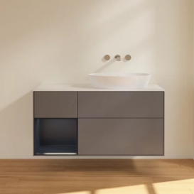 Тумба под раковину Villeroy & Boch Finion 120х50,1 см с подсветкой МДФ антрацит матовый лак/стекло белое матовое FA41HGGK