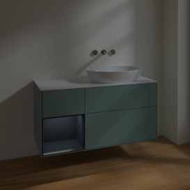 Тумба под раковину Villeroy & Boch Finion 120х50,1 см с подсветкой МДФ оливковый матовый лак/стекло белое матовое FA41HGGM