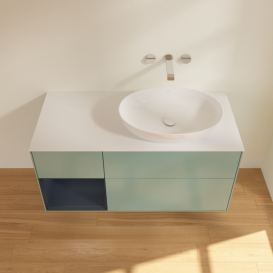 Тумба под раковину Villeroy & Boch Finion 120х50,1 см с подсветкой МДФ оливковый матовый лак/стекло белое матовое FA41HGGM