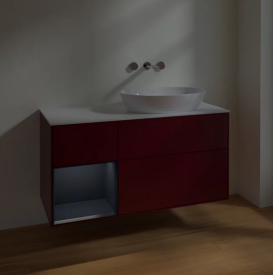 Тумба под раковину Villeroy & Boch Finion 120х50,1 см с подсветкой МДФ пион матовый лак/стекло белое матовое FA41HGHB