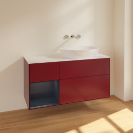 Тумба под раковину Villeroy & Boch Finion 120х50,1 см с подсветкой МДФ пион матовый лак/стекло белое матовое FA41HGHB