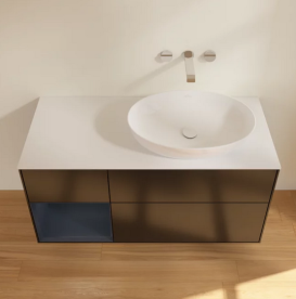 Тумба под раковину Villeroy & Boch Finion 120х50,1 см с подсветкой МДФ черный матовый лак/стекло белое матовое FA41HGPD