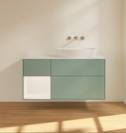 Тумба под раковину Villeroy & Boch Finion 120х50,1 см с подсветкой МДФ оливковый матовый лак/стекло белое матовое FA41MTGM