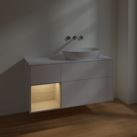 Тумба под раковину Villeroy & Boch Finion 120х50,1 см с подсветкой МДФ глянцевый белый лак/стекло белое матовое FA41PCGF