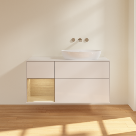 Тумба под раковину Villeroy & Boch Finion 120х50,1 см с подсветкой МДФ глянцевый белый лак/стекло белое матовое FA41PCGF